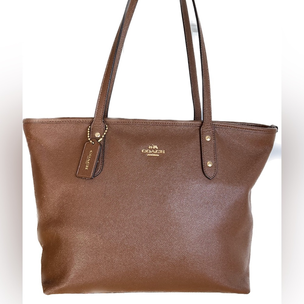 Coach Leather Zip Top Tote